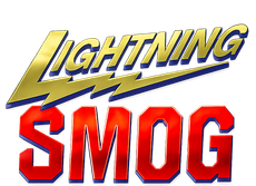 Lightning Smog logo with yellow and blue lightning text above bold red SMOG letters